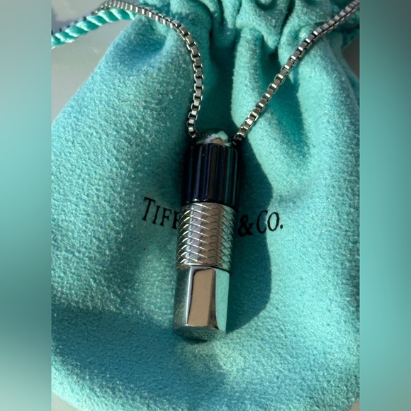 Unisex Tiffany Titanium and Steel 20" Pendant Necklace - Picture 2 of 5